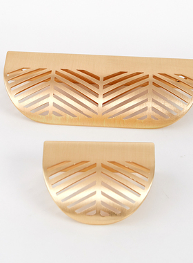 Leaf Shape Brass Gold Cabinet Pulls Furniture Handles