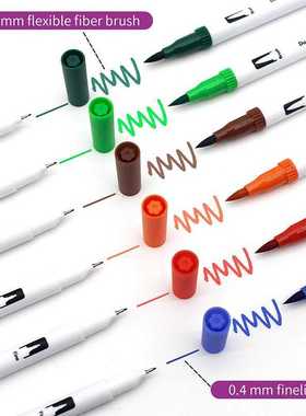 120 Colors Dual Tip Brush Marker Pens Art Watercolor Finelin