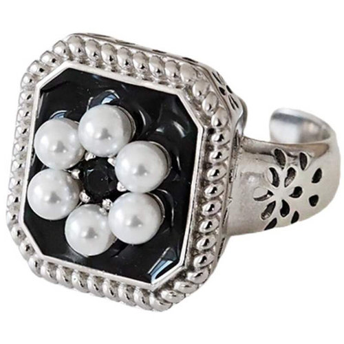 Index finger simple pure silver pearl net fashion ring 925