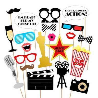 Hollywood Movie Theme Photobooth Props Wedding Baby Shower