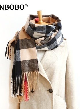 plaid scarves cashmere shawls wraps women winter warm shawl