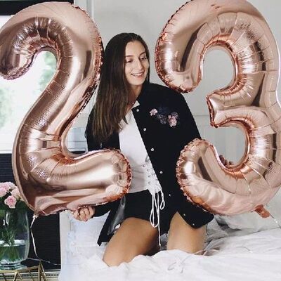 Rose Gold Silver Aluminium Foil Number Balloons Digit