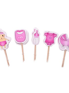 20Pcs/lot Baby Shower cake Toppers BabyShower Boy Girl Chris