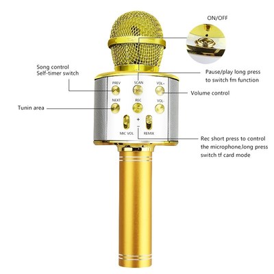 Bluetooth Wireless Microphone Handheld Karaoke Mic USB Mini