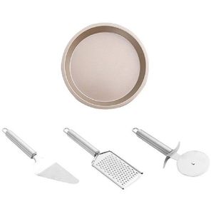 4Pcs Pizza Baking Trays Set Pizza Wheel Non Stick Cheese