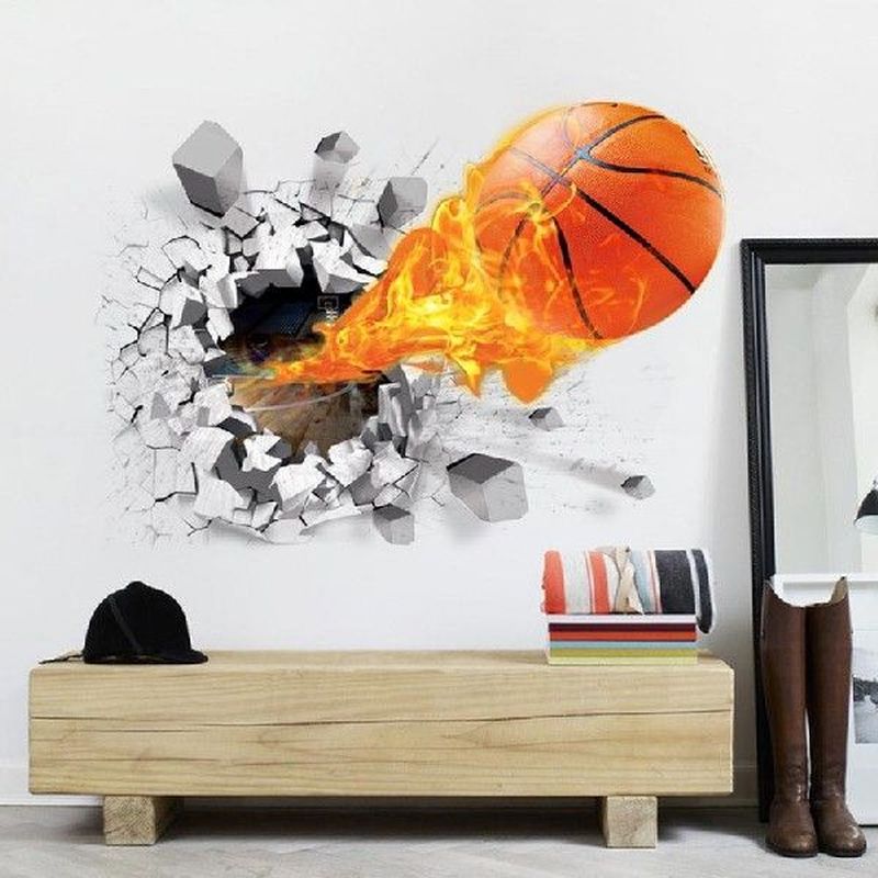 D Basketball Fire Wall Stickers Manufacturers Wholesale