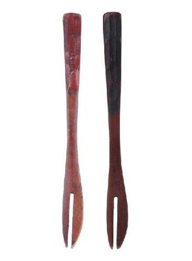 K1MF Mini Kayu Alami 2 Tines Garpu Makanan Penutup Kue Buah