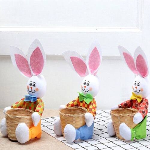 Cute Bunny Basket Easter Eggs Candy Gift Box Storage Rabbit