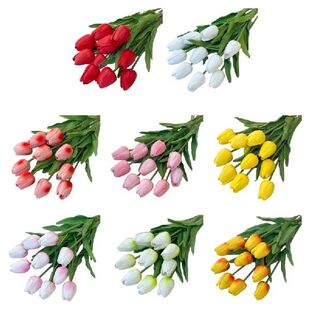 K1MF Buket Bunga Buatan Tulip Nyata Sentuh 10 Buah Buket