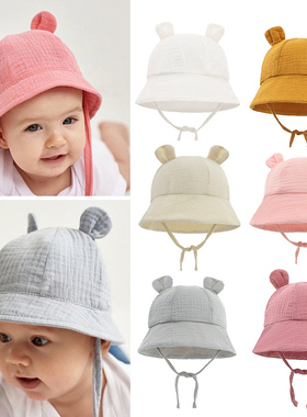 Spring Summer New Cute Bear Ear Baby Bucket Hat Newborn Todd