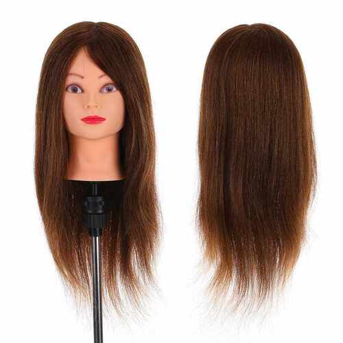 24'' Real Human Hair Mannequin Head Hairdressing Tra