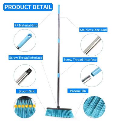 GANYAO Floor Cleaning Broom with Adjustable Long Handle Plas
