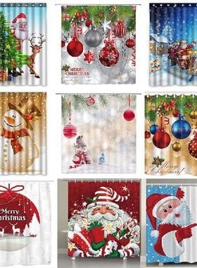 Christmas Themed Bathroom Shower Curtain - Waterproof