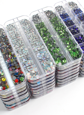 New Mix Size SS6-SS30 1000pcs Hotfix Rhinestone 12Grid Box P