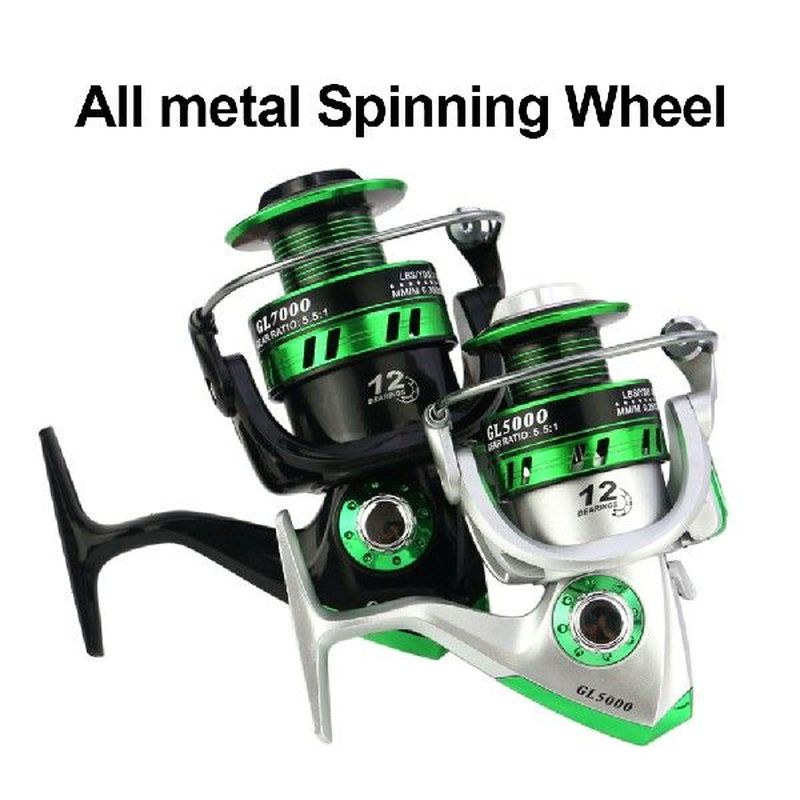 Fishing Reel Spinning jx1000-jx7000 5.5:1 Metal Spool