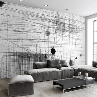 Stripes Black White Abstract Lines Mural Custom Wallpaper