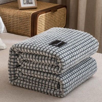 Plaid for Beds Coral Fleece Blankets Gray Plaids