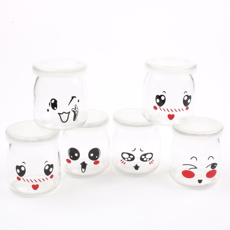 6piece 200ML yogurt cup cup glass packing cup with lid mouth