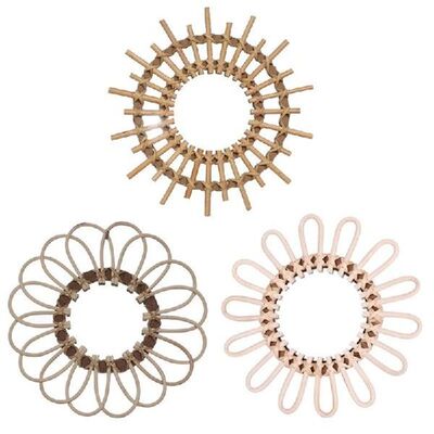 Rattan Round Makeup Mirror Innovative Art Decor Dressing