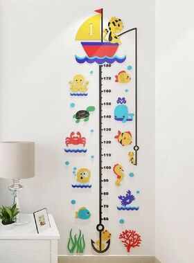 Cartoon Pattern Acrylic Resin 3D Height Growth Chart Ruler
