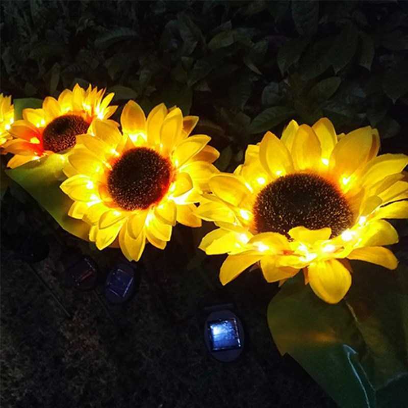 2pcs Sunflower Style Solar Light LED Lawn for Outdoor Garden