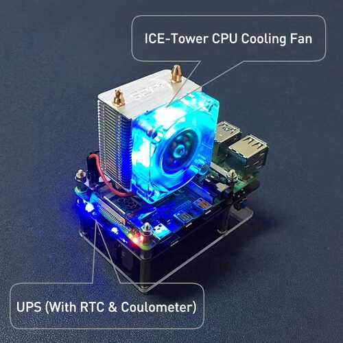 Raspberry Pi 4 Model B ICE Tower RGB Cooling Fan Copper Tube