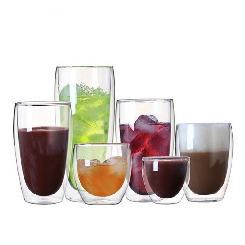 80ml 2/4/6/8pcs Heat-resistant Double Wall Glass Cup Beer Es