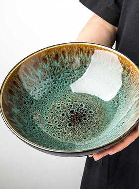 Chinese style retro green ceramic bowl household noodle bowl