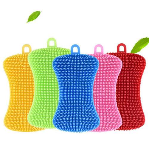 Kitchen Silicone Scrubber Sponge Brush Dish Pot Pan Washing