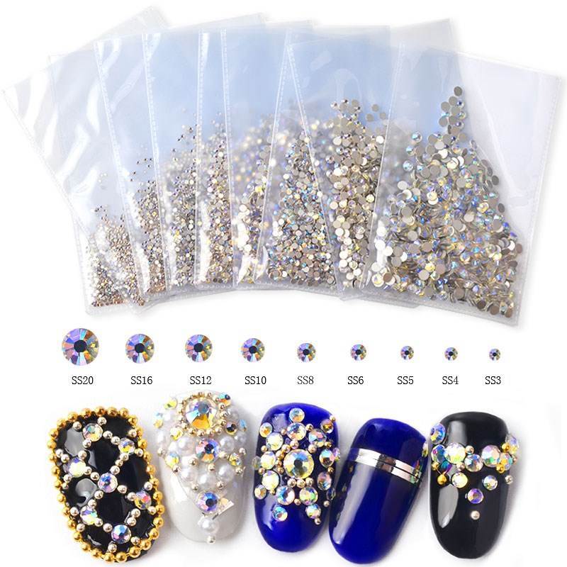 1 Pack SS3-SS20 Rhinestone Crystal Ab 3D Nail Art Gems Clear