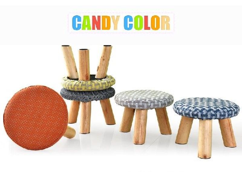 CANDY COLOR round wooden stool fashion square sofa chair