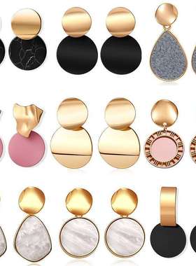 POXAM New Korean Statement Round Earrings For Women Geometri