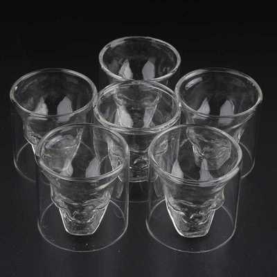 1 Set Glass Skull Head Cup Vodka Whiskey Wine Tea Drinking B