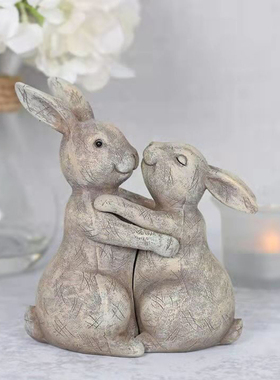 Resin Animal Love Couple Cuddling Elephants Foxes Pandas