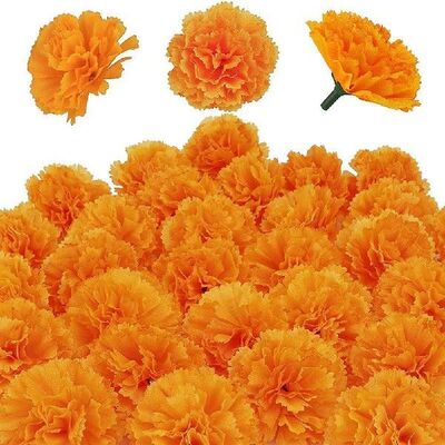 Artificial Marigold Flowers Silk Cloth Marigolds Decoration