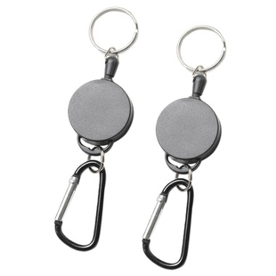 2x Heavy Duty RetRactable Rec Key Ring KeycHain Pull RetRact