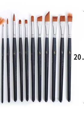 12Pcs Nylon Hair Paint Brushe Set Multifunction Short Rod fo