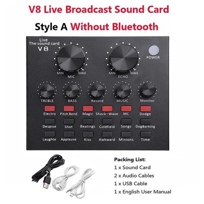 V8 Sound Card Audio SB 5.0 Headset Microphone Webcast Live S