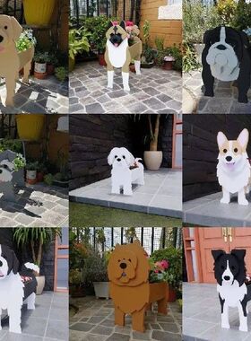Garden Flower Pot Dog Planter Schnauzer Bulldog Poodle