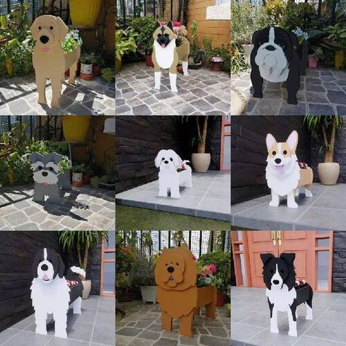 Garden Flower Pot Dog Planter Schnauzer Bulldog Poodle