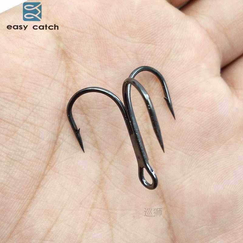 100pcs 35647 treble fishing hooks black small round bent tri