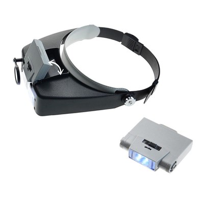 LED light 10X Helmet Style Magnifier Glass Headband Magnifyi
