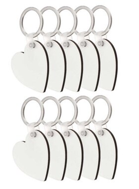 10pcs/set Heart Blank Keychain DIY MDF Board Sublimation Pri