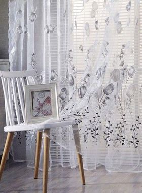 1x2m Tulip Flower Print Tulle Voile Curtain Window Drapery