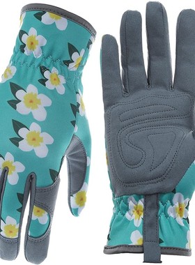Women Gloves Work Printed Polyester Shell Bule Latex