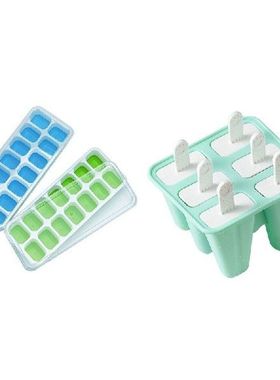 2 Pcs Ice Square Trays & 1 Pcs Popsicle Molds