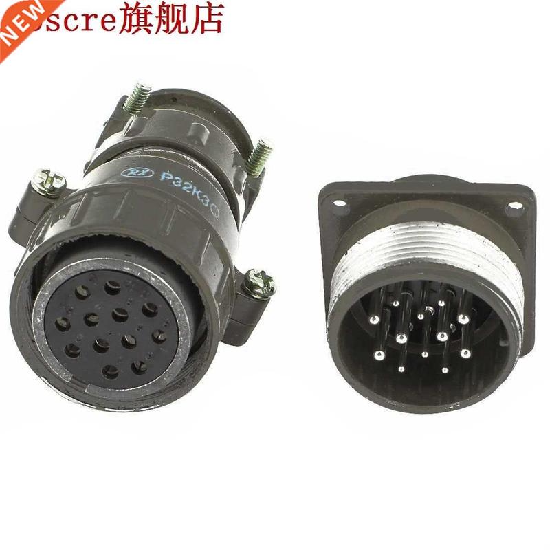 P32K3Q Metal 12Pin Aviation Plug Male Female Connector AC 66