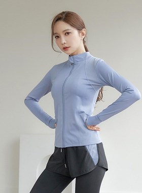 Sports yoga suit jacket lady stretch zipper running outdoors