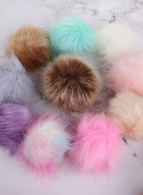 12 Pcs 10 Cm Imitasi Fox Fur Pom Pom Bola dengan Band