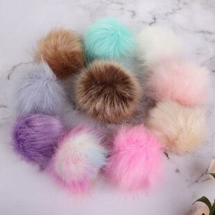 12 Pcs 10 Cm Imitasi Fox Fur Pom Pom Bola dengan Band